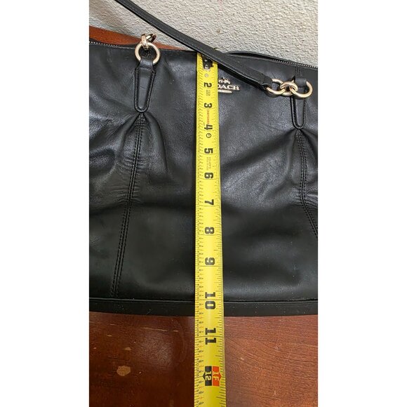 Coach Black Leather Tote Crossbody Shoulder Bag Dual Straps & Gold Hardware - Picture 10 of 11